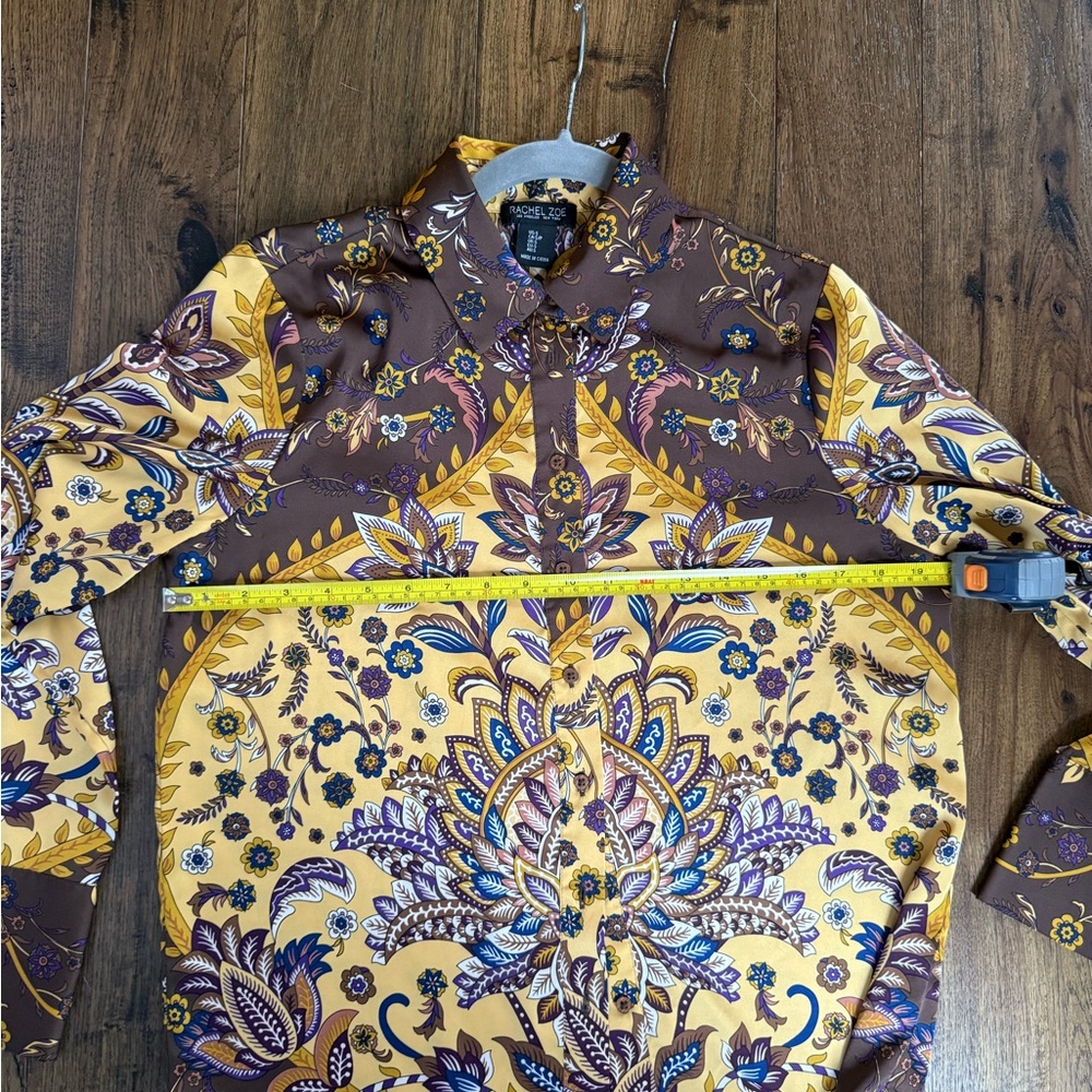 Rachel Zoe Yellow and Brown Floral Button Down Shirt - Picture 7 of 8